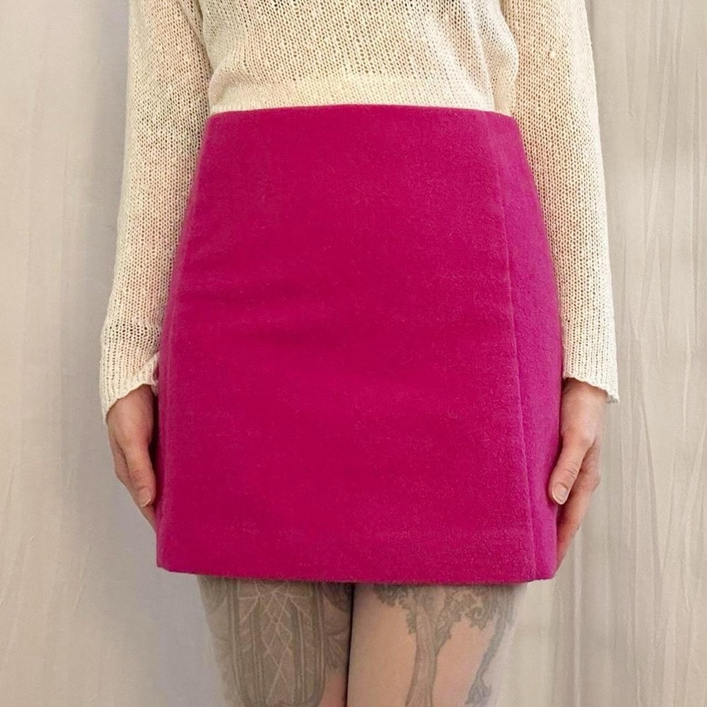 Bright Pink Wool Mini Skirt Hip Hugger Y2K The Limited Size 2/S